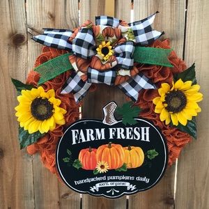 Handmade farm fresh pumpkin wreath